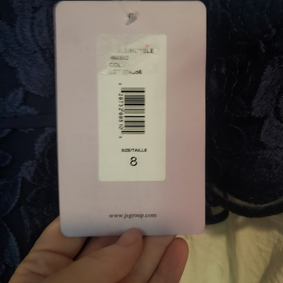 JS Collections Embroidered Mesh Peplum Gown - Picture 4 of 7